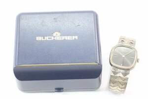 【不動品】BUCHERER ブッフェラー 銀無垢 SV シルバー 0.800 78.7ｇ手巻き 2針 スクエア メンズ 腕時計 アンティーク 箱有 1342-HA