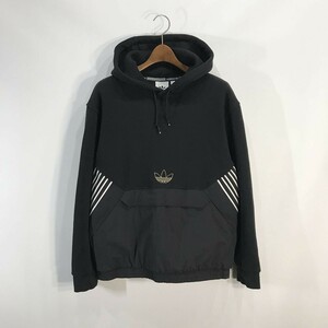 [レアデザイン] アディダス オリジナルス adidas TLM 02 HOODIE ナイロン切替 スウェット パーカー M ブラック トラック トップ ジャージ