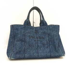 ●プラダ PRADA カナパ トートバッグ デニム B2642B ブルー系 [Jコレ]K01TA495