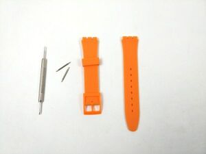 swatch用 シリコンラバーストラップ 交換用腕時計ベルト 17mm オレンジ