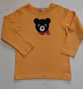 ☆中古☆美品☆ミキハウス ダブルB 長袖Tシャツ サイズ110 DUBLE.B アップリケ バックプリン無し 黄色