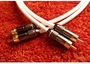 送料無料! MOGAMI モガミ 2534 5M 5メートル ペア 2本セット 白 ホワイト RCA ケーブル プラグ　24k メッキ ハンドメイド カスタムケーブル