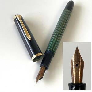 高級 PELIKAN ペリカン 万年筆 PELIKAN 400 緑縞 ペン先14C-585 GERMANY ドイツ製　検) スーベレーン ビンテージ グリーン ストライプ