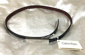 Calvin Klein カルバンクライン★イタリア製・リザード本革・ベルト・ブラック・シルバーバックル★未使用★送料無料