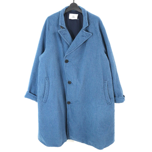 OUTIL 定価92,400円 22AW MANTEAU LOULLE インディゴ染めウールリネンミドルレングスオーバーサイズドコート 1 ウティ