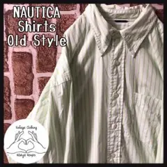 【NAUTICA】ノーティカ 長袖シャツ ストライプ 刺繍ロゴ ビックシルエット