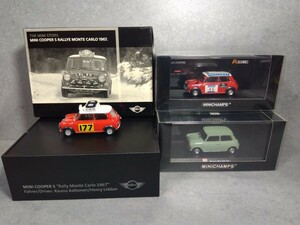 【Minichamps】1/43 特注ミニクーパー３台セット Mini Cooper Rally Monte Carlo 1967 #177、Mini 850 Mk1、Rally 1000 Lakes