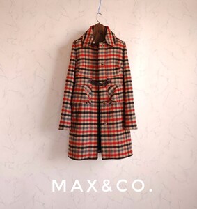  超高級 極美品 希少 Maxmara 豪華モダンチェックコート 圧倒的エレガントデザイン max&co. マックスマーラ マックスアンドコー 