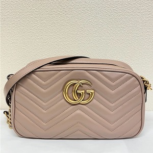 GUCCI グッチ 447632 GGマーモント キルティング レザー ショルダーバッグ ベージュ