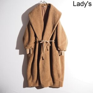 M6765P ▼Max Mara LEISURE マックスマーラ▼ MATASSA TEDDY COAT WITH MINI BELT テディベア ボアコート ベージュ L MaxMara 秋冬 rb mks