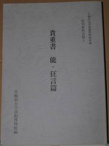 特別資料目録５　【貴重書　能・狂言篇】　監修　竹本幹夫　早稲田大学演劇博物館編