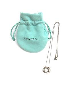 TIFFANY&Co. ティファニー SV925 シルバー ダブルリング ネックレス 保存袋付き (ma)