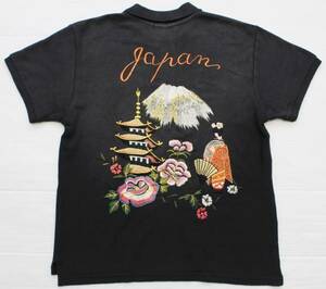 YSS78東洋Sスカポロシャツ ビンテージ加工 舞妓 五重塔 富士山 桜 ドラゴンJapanスカジャン 刺繍 鹿の子 半袖 ポロシャツ テーラー東洋