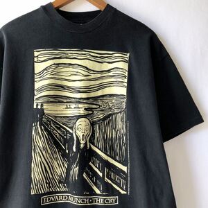 94年 ムンク 叫び Tシャツ 黒 USA製 ビンテージ 90s 90年代 ムンクの叫び MUNCH THE CRY アート ブラック オリジナル ヴィンテージ