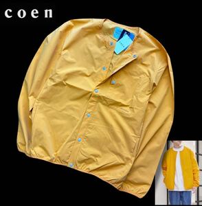 ◆H775新品【メンズL】ブラウン系 coen SIERRATEXノーカラーブルゾン UNITED ARROWS コーエン 刺繍 コットブルゾン ゴルフ