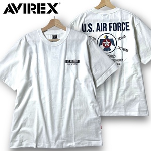 新品 AVIREX アヴィレックス 速乾コットン混素材 アメリカ空軍モチーフ 刺繍 プリント アップリケ 半袖 Tシャツ 3134052 2XL 春夏 ◆B3494