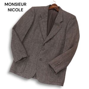 希少 初期★ MONSIEUR NICOLE ムッシュ ニコル ユキオコバヤシ 秋冬 ウール ツイード テーラード ジャケット Sz.M メンズ　I4T04126_C#N