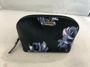 【KATE　SPADE】ケイトスペード　ポーチ　ブラック系　花柄　レザー　SY02-GDZ