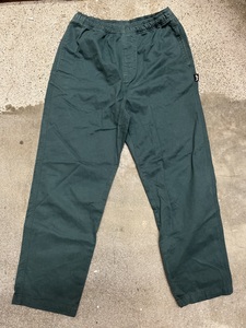 STUSSY / ステューシー Brushed beach pant イージーパンツ メンズmサイズ カーキ グリーン ロゴプリント コットン 116553 used