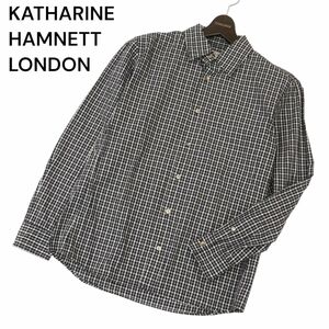 KATHARINE HAMNETT LONDON キャサリン ハムネット 通年★ 長袖 ギンガム チェック シャツ Sz.XL　メンズ　C4T01978_3#C