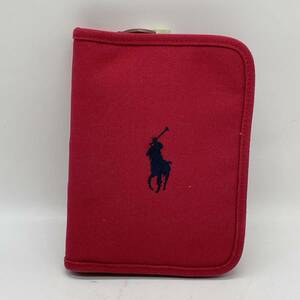 ★BN3979●RALPH LAUREN ラルフローレン 母子手帳ケース ポーチ マルチケース ロゴ刺 レッド