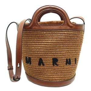 ［飯能本店］MARNI マルニ トロピカリア バケット バッグ スモール SCMP0056Q1P3860 ショルダーバッグ コットン ブラウン DH83499