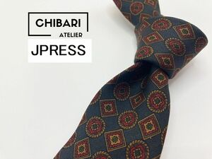 【美品】JPRESS　ジェイプレス　ドット柄　ネクタイ　3本以上送料無料　ネイビーブラウン　0904138