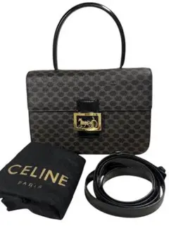 【美品】CELINE マカダム 馬車 ハンドバッグ 2way ショルダーバッグ