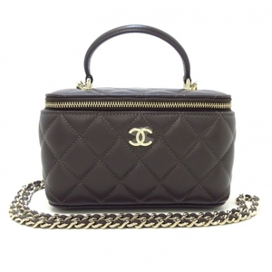 シャネル CHANEL バニティバッグ AP2199/B06660/N0203 ヴァニティケース/マトラッセ ラムスキン ダークブラウン レディース 美品 バッグ