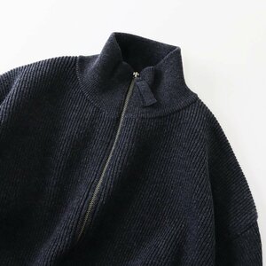 美品 202AW 今季 エーピーストゥディオ AP STUDIO new zip knit blouson ニットブルゾン/ネイビー【2400013684194】