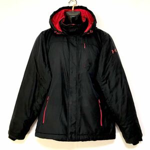 美品☆UNDER ARMOUR/アンダーアーマー☆ウインドブレーカー☆パーカー☆中綿/防寒/ジャケット/ジャージ/黒×赤/M