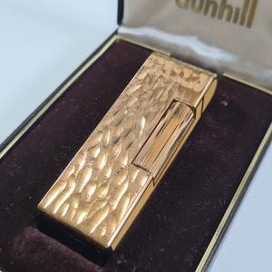 (14147)★１円スタート★ダンヒル★dunhill★ガスライター★サイドローラー★ゴールドｘイエロー★着火未確認