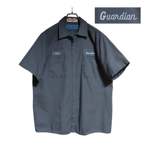 CiNTAS 半袖ワークシャツ size L グレー ゆうパケットポスト可 胸 ワッペン Guardian 古着 洗濯 プレス済 e83