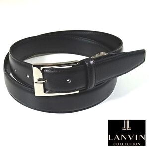 新品 LANVIN COLLECTION ランバン コレクション ロゴ 本牛革 レザー ビジネスベルト 黒 スーツ シャツに