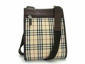 ■極美品■ BURBERRY バーバリー ノバチェック ナイロンキャンバス クロスボディ ショルダーバッグ ベージュ系×ブラウン系 AX3334