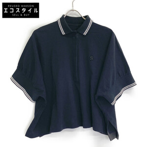 sacai サカイ 21SS 21-05482 COTTON JERSEY POLO SHIRT ネイビー 2 トップス コットン レディース 中古