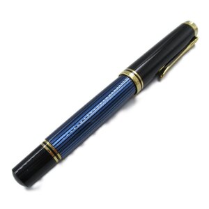 ペリカン スーベレーンM800ブルーストライプ 万年筆 ブランドオフ Pelikan K18WG（ホワイトゴールド） 万年筆 中古 メンズ レディース