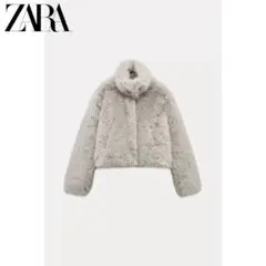 ZARA グレー ショートファーコート