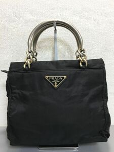 PRADA プラダ ナイロン メタルハンドル ハンドバッグ ブラック