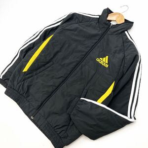 アディダス adidas ☆ 中綿 ジャケット ジップアップ アウター メンズ M ブラック イエローが映える♪ 秋冬 スポーツ トレーニング■CA118