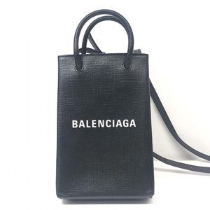 【中古】BALENCIAGA ショッピングフォンホルダー ブラック トートバッグ 2WAY　バレンシアガ[240066155350]