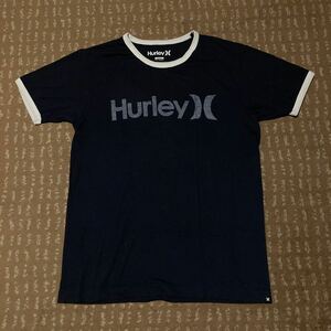 ☆Hurley ハーレー サーフ Tシャツ S ネイビー 紺 白リブ襟 サーフィン /検 rash patagonia バードウェル birdwell katin stussy rvca 