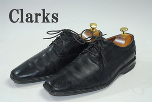 厳選！海外買い付け！DS8570★ファン待望！王道名門傑作品★Clarks/クラークス/4ホール/黒/プレーントゥ/LOW/レザー/25cm