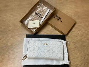 15608 コーチ COACH 長財布 シグネチャー ホワイト ストラップ付き C043 未使用 ※説明と画像をご確認下さい