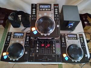 作動品CDJでのマルチPlayフルセット Vestax CDX-05×３台+Pioneer DJM-300 ミキサー・ウーハー等