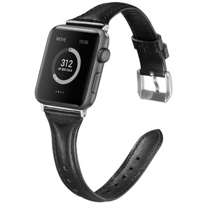 ■ 新品 ☆ ● Apple watch アップル ウォッチ バンド ベルト ストラップ 本革 対応 42mm/44mm ケース 用 細身 男女 兼用 ★ ブラック