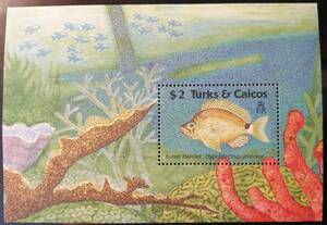 タークス・カイコス(2) 魚(1種小型シート) MNH