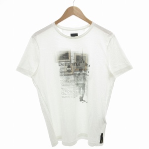 フェンディ FENDI プリントTシャツ カットソー 半袖 クルーネック ロゴ 50 XL 白 ホワイト /GV ■EC メンズ