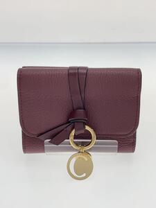 Chloe◆3つ折り財布/レザー/ボルドー/無地/レディース/04-21-60-65