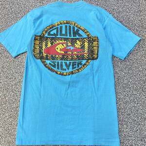 90s USA製 Quiksilver クイックシルバー Tシャツ M 水色 半袖 ロゴ オールド サーフ スケート アメリカ製 ヴィンテージ